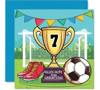 Stuff4 Carte d'anniversaire 7e garçon - Trophée des champions - Carte d’anniversaire football pour garçon de 7 ans, cartes garçons 7 ans, 145mm x 145mm