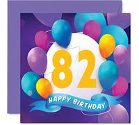Stuff4 Carte d'anniversaire 82 ans pour homme et femme - Fête en ballon - Cartes d'anniversaire pour homme et femme de 82 ans, grand-père, grand-père, grand-mère, grand-mère, grand-mère, grand-mère,