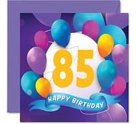 Stuff4 Carte d'anniversaire 85 ans pour homme et femme - Fête en ballon - Cartes d'anniversaire pour homme de 85 ans femme grand-père grand-mère maman papa