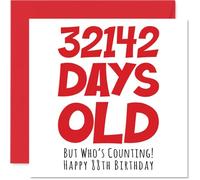 Stuff4 Carte d'anniversaire 88 ans pour homme et femme - 32142 jours - Carte d'anniversaire amusante pour adulte 88 ans pour grand-mère, grand-père, grand-père, maman, papa, 145 mm x 145 mm