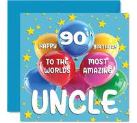 Stuff4 Carte d'anniversaire 90 ans pour oncle, World's Most Amazing Uncle