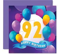 Carte d'anniversaire 92 ans pour homme et femme - Fête en ballon - Cartes d'anniversaire pour homme de 92 ans femme grand-père grand-mère maman papa
