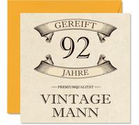 Stuff4 Carte d'anniversaire 92e anniversaire pour homme - Vintage Man - Cartes d'anniversaire pour 92 ans, homme, papa, arrière-grand-père, 145 mm, quatre-vingt-douze cartes de vœux d'anniversaire