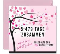 Stuff4 Carte d'anniversaire de mariage 15 ans d'amour - 5479 jours ensemble - 15 cartes d'anniversaire de mariage cadeaux pour mon mari, mon mari, ma femme, 145 mm - Cartes de vœux amusantes