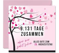 Stuff4 Carte d'anniversaire de mariage 25 ans d'amour - 9131 jours ensemble - Carte d'anniversaire de 25 ans Cadeau d'anniversaire de mariage pour mon mari, mon mari, ma femme, femme, 145 mm Cartes de