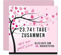 Stuff4 Carte d'anniversaire de mariage 65e anniversaire de mariage amour - 23741 jours ensemble - 65 cartes d'anniversaire de mariage cadeaux pour mon mari, mon mari, ma femme, 145 mm Cartes de vœux