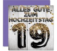 Stuff4 Carte d'anniversaire de mariage pour 19e anniversaire de mariage | Ballons noirs et dorés, Carte d'anniversaire de mariage, 19 ans, Cadeau d'anniversaire de mariage pour mon mari, ma femme