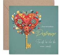 Stuff4 Carte d'anniversaire de Mariage pour Partenaire, Déclaration tendre | Cœur fleuri et orée pour une partenaire unique, Saint-Valentin, 145mm Square, Enveloppe incluse