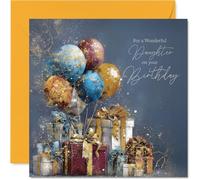 Stuff4 Carte d'anniversaire dorée pour fille - Ballons dorés et cadeaux - Carte d'anniversaire pour fille de la part de papa maman, ballons dorés de 14 cm et cartes de vœux d'anniversaire