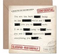 Stuff4 Carte d'anniversaire ludique pour papa, Top Secret Giggles | Thème Agent confidentiel avec texte effronté rédigé, fête des pères, carré de 14,5 cm, enveloppe incluse
