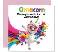 Stuff4 Carte d'anniversaire Mamie - Superbe Unicorn - Carte carrée Humoristique avec enveloppe - 145mm x 145mm - de la part de son petit-fils ou de sa petite-fille