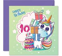 Stuff4 Carte d'anniversaire pour fille - Carte d'anniversaire licorne magique - Carte d'anniversaire pour fille de 10 ans, carte d'anniversaire pour fille, nièce, petite-fille, enfant 145 mm x 145 mm