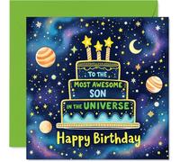 Stuff4 Carte d'anniversaire pour fils - Most Awesome in the Universe - Carte d'anniversaire pour fils de la part de papa maman, 14 cm Cartes de vœux d'anniversaire