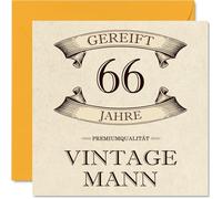 Stuff4 Carte d'anniversaire pour homme - Vintage Man - Cartes d'anniversaire pour homme de 66 ans, papa, grand-père, oncle, 145 mm, soixante-sixième anniversaire