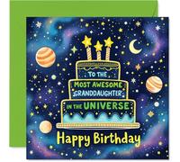 Stuff4 Carte d'anniversaire pour petite-fille - Most Awesome in the Universe - Carte d'anniversaire pour petite-fille de la part de grand-père grand-mère, 14 cm Cartes de vœux d'anniversaire Most