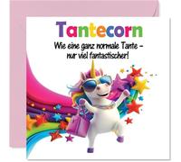 Stuff4 Carte d'anniversaire Tata - Superbe Unicorn - Carte carrée Humoristique avec enveloppe - 145mm x 145mm - de la part de son neveu ou de sa nièce