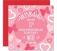 Stuff4 Carte de 11e anniversaire pour homme - Rappel annuel - Carte d'anniversaire de 11 ans pour mari, cartes de vœux d'anniversaire de mariage de 14 cm