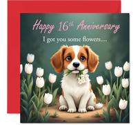 Stuff4 Carte de 16e anniversaire pour homme et femme - I Got You Flowers - Carte d'anniversaire de 16 ans pour femme, mari, compagnon, petit ami, cartes de vœux d'anniversaire de mariage de 14 cm