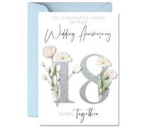 Stuff4 Carte de 18e anniversaire pour homme et femme - Fleurs florales fantaisie - Carte d'anniversaire de 18 ans pour compagnon, petit ami, petite amie, partenaire, cartes de vœux A5 pour