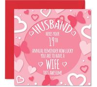 Stuff4 Carte de 19e anniversaire pour homme - Rappel annuel - Carte d'anniversaire de 19 ans pour mari, cartes de vœux d'anniversaire de mariage de 14 cm