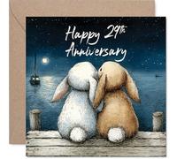 Stuff4 Carte de 29e anniversaire pour homme et femme - Lapins câlins - Carte de 29 ans pour petit ami, épouse, partenaire, compagnon, 14 cm, cartes de vœux d'anniversaire de mariage