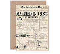 Stuff4 Carte de 43e anniversaire de mariage pour homme et femme - Journal marié en 1982 - Carte d'anniversaire de mariage pour femme, compagnon, partenaire, mari, A5