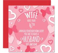 Stuff4 Carte de 47e anniversaire pour femme - Rappel annuel - Carte d'anniversaire de 47 ans pour femme, cartes de vœux d'anniversaire de mariage de 14 cm