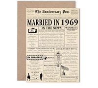 Stuff4 Carte de 56e anniversaire de mariage pour homme et femme - Journal marié en 1969 - Carte d'anniversaire de mariage pour femme, compagnon, partenaire, mari, 12,7 x 17,8 cm