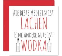 Stuff4 Carte de bon rétablissement, Carte de rétablissement pour collègue | La meilleure médecine est rire une autre bonne vodka, amis, famille, amies, 145 mm, carte de bonne chance, cadeau de