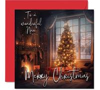 Stuff4 Carte de Noël traditionnelle pour grand-mère - Carte de Noël joyeux Noël pour grand-mère - Carte de Noël de la part de petit-fils et petite-fille, 145 mm x 145 mm