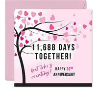 Stuff4 Carte humoristique pour 32e anniversaire de mariage pour femme ou mari - 11688 Days Together - Cadeau pour 32e anniversaire de mariage pour partenaire, 145 mm x 145 mm