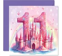 Stuff4 Cartes d'anniversaire 11 ans pour filles - Château de fée et princesse - Carte d'anniversaire pour fille de 11 ans, cousine, fille, sœur, filleule, cartes de vœux d'anniversaire de 14 cm