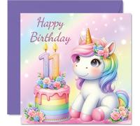 Stuff4 Cartes d'anniversaire 11 ans pour filles - Gâteau licorne - Carte d'anniversaire pour fille de 11 ans, cousine, fille, sœur, filleule, cartes de vœux d'anniversaire de 14 cm
