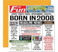 Stuff4 Cartes d'anniversaire 16 ans pour garçons et filles - Journal Born In 2008 - Carte d'anniversaire pour fils, fille, cousin, vintage, rétro, 145 mm x 145 mm, 16 ans