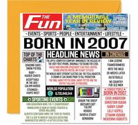 Stuff4 Cartes d'anniversaire 17 ans pour garçons et filles - Journal Born In 2007 - Carte d'anniversaire pour fils, fille, cousin, vintage, rétro en 2007, 145 mm x 145 mm