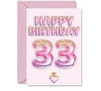 Stuff4 Cartes d'anniversaire 33 ans pour homme et femme - Ballons à paillettes roses et violets - Carte d'anniversaire pour homme, femme, frère, cousin, épouse, collègue, A5 - Cartes de vœux