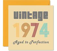 Stuff4 Cartes d'anniversaire 51e pour hommes et femmes, vintage 1974 Aged To Perfection, carte d'anniversaire 51 amusante pour elle et lui, 145 mm, cartes de voeux d'anniversaire pour maman, papa