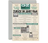 Stuff4 Cartes d'anniversaire 61 ans pour hommes et femmes - Retour en 1964 Journal - 61 joyeux anniversaire de mariage carte d'anniversaire de mariage vintage vintage né 1964 cartes de vœux A5