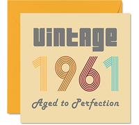 Stuff4 Cartes d'anniversaire 64e pour hommes et femmes Vintage 1961 Aged To Perfection Carte d'anniversaire 64 ans drôle pour elle et lui, 145 mm Cartes de voeux d'anniversaire pour maman, papa