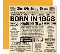Stuff4 Cartes d'anniversaire 67 ans pour homme et femme - Journal né en 1958 - Carte d'anniversaire pour grand-père, grand-mère, grand-mère, grand-mère, vintage rétro Back In 1958, 145 mm x 145 mm