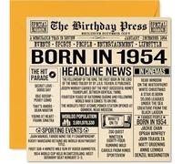 Stuff4 Cartes d'anniversaire 70 ans pour homme et femme - Journal Born In 1954 - Carte d'anniversaire pour grand-père, grand-mère, grand-mère, grand-mère, vintage rétro en 1954, 145 mm x 145 mm