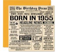 Stuff4 Cartes d'anniversaire 70 ans pour homme et femme - Journal Born In 1955 - Carte d'anniversaire pour grand-père, grand-mère, grand-mère, grand-mère, vintage rétro Back In 1955, 145 mm x 145 mm