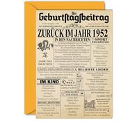 Stuff4 Cartes d'anniversaire 73 ans pour hommes et femmes - Retour en 1952 Journal - 73 joyeux anniversaire anniversaire de mariage carte vintage millésime né 1952 cartes de vœux A5