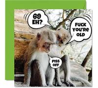 Stuff4 Cartes d'anniversaire amusantes de 69 ans pour homme et femme - Vieux singes - Carte d'anniversaire pour papa, maman, grand-père, grand-mère, grand-mère, oncle, tante, cousin, 145 mm x 145 mm