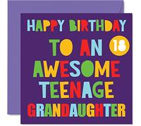 Stuff4 Cartes d'anniversaire amusantes pour 18e anniversaire pour petite-fille - Carte d'anniversaire géniale pour adolescente, petite-fille, 18 ans - Carte d'anniversaire de 145 mm x 145 mm