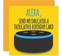 Stuff4 Cartes d'anniversaire amusantes pour fille - Alexa - Carte d'anniversaire humoristique pour fille de la part de maman, papa, parents, cadeau d'anniversaire, 145 mm x 145 mm
