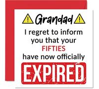 Stuff4 Cartes d'anniversaire amusantes pour grand-père - Your Fifties Have Expirated - Carte d'anniversaire pour grand-père, grand-père, de la part d'un petit-fils, petite-fille, 145 mm x 145 mm