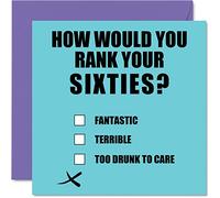 Stuff4 Cartes d'anniversaire amusantes pour homme et femme - Rank Your Sixties - Carte d'anniversaire pour papa, maman, grand-père, grand-mère, grand-mère, oncle, tante, cousin, 145 mm x 145 mm