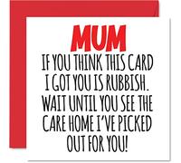 Stuff4 Cartes d'anniversaire amusantes pour maman - Care Home - Carte d'anniversaire pour maman de la part de sa fille, fils, cadeaux d'anniversaire pour plaisanterie, 145 mm x 145 mm, cartes de vœux