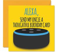 Stuff4 Cartes d'anniversaire amusantes pour oncle - Alexa - Carte d'anniversaire humoristique pour oncle de la part de nièce, neveu, cadeaux d'anniversaire, 145 mm x 145 mm